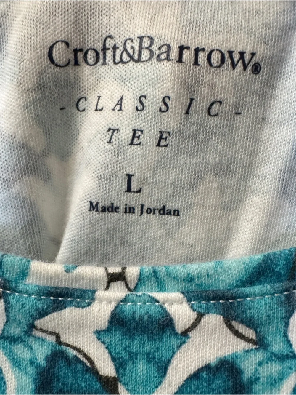 Croft & Barrow short sleeve Teal floral Medallion Print Soft Tee Top Large - Picture 3 of 4